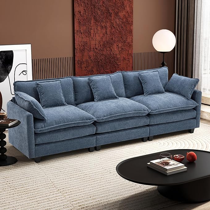Ihanherry 111.4 Inch 3-Seater Cloud Sofa, Modular Sectional Couch, Modern Deep by iHanHerry