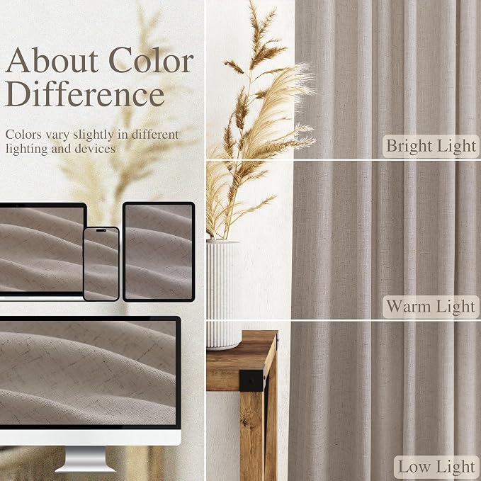 Stone Beige Curtains 90 Inches Long - Image 3
