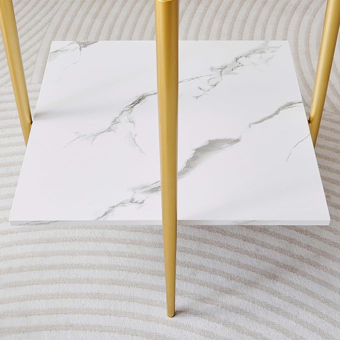 LumFurn Square Glass End Table, Mid-Century Modern Design Sofa Table, - Image 5