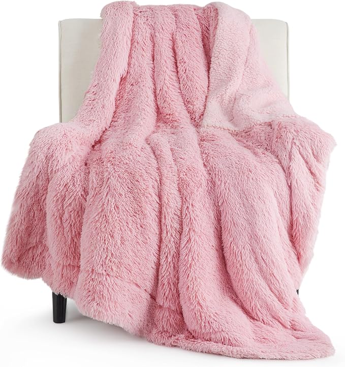 Bedsure GentleSoft Fluffy Pink Throw Blanket, Soft Fuzzy Plush Thick Warm Furry by Unknown