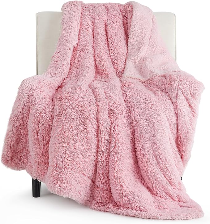 Bedsure GentleSoft Fuzzy Sherpa Faux Fur Twin Blanket Pink Cozy Gifts by Unknown