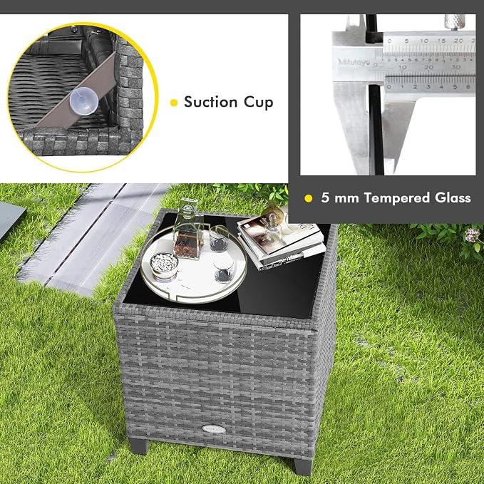 COSTWAY 3-Piece Patio Furniture Set, Outdoor Wicker Rattan Sofa - Image 6