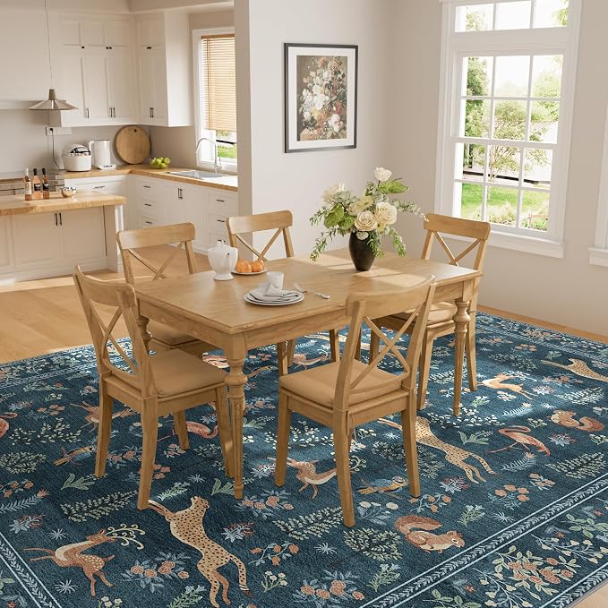 DUKINO 6x9 Area Rug, Washable Animal Living Room Rug Non Slip, Low Pile - Image 6