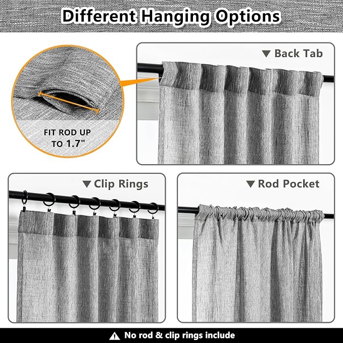 MYSKY HOME Living Room Curtains 2 Panels Boho Semi Sheers Long Drapes Light - Image 3