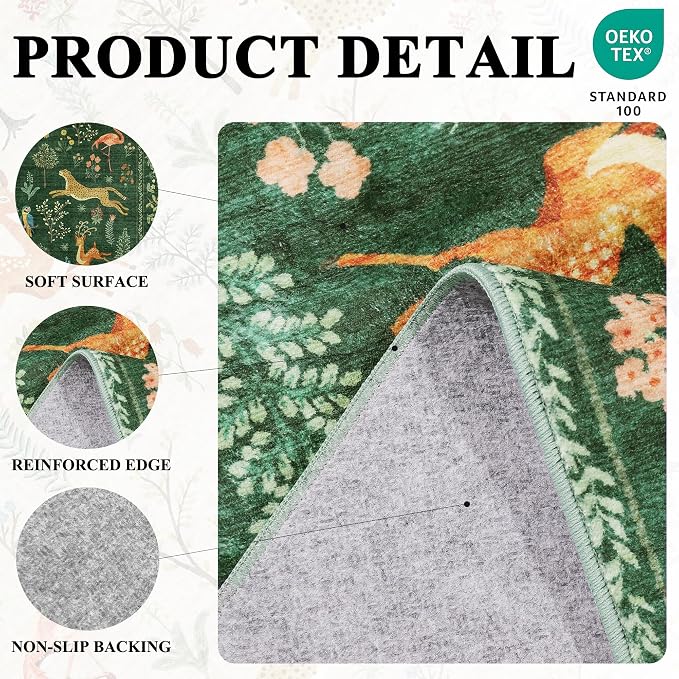 DUKINO 2x4 Rug for Entryway, Animal Washable Runner Rug for Kitchen, Low Pile - Image 5