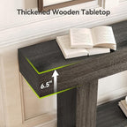 LITTLE TREE 63 Inches Long Console Table, 2-Tier Farmhouse Sofa Table Behind - Image 6