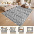 cotiled Boho 9x12 Area Rug for Living Room: Large Moroccan Washable Rug | Stain - Image 8