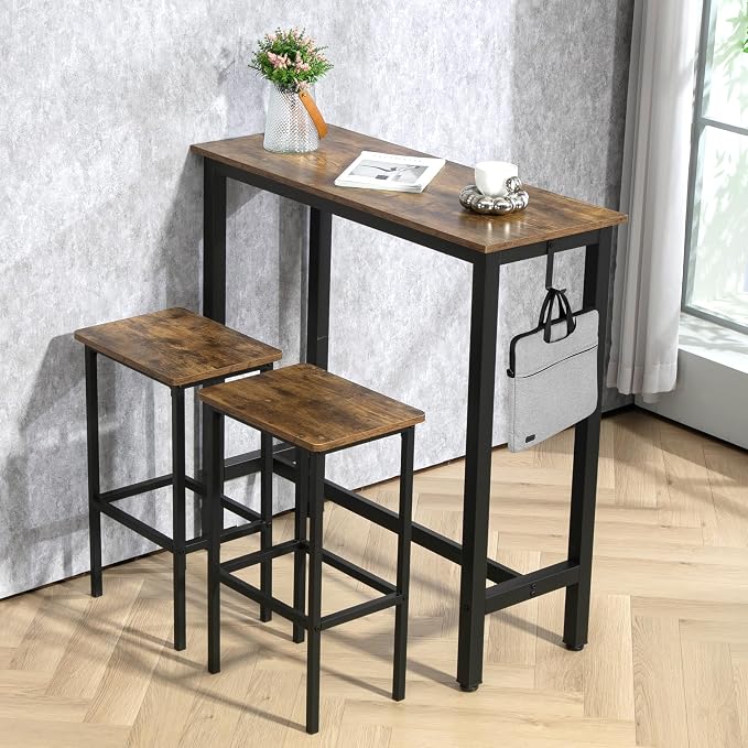 Finnhomy Bar Table Set, 39.3" Pub Table High Top Table, Rectangular Bar Height - Image 4