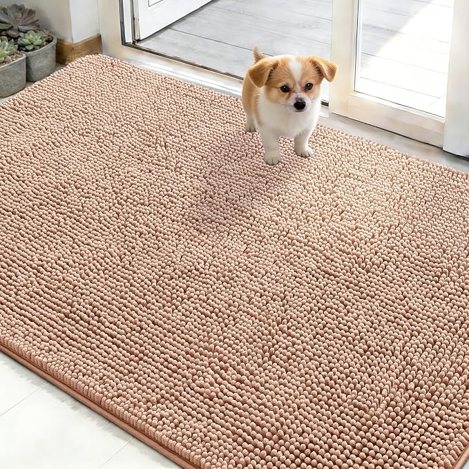 OLANLY Dog Door Mat for Muddy Paws 48x30, Super Absorbent Chenille Mud Mat | by OLANLY