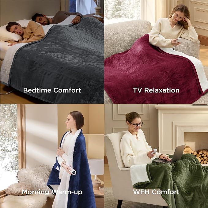 Bedsure Heated Blanket King Size, Dual Control Electric Blanket, Taupe | - Image 8