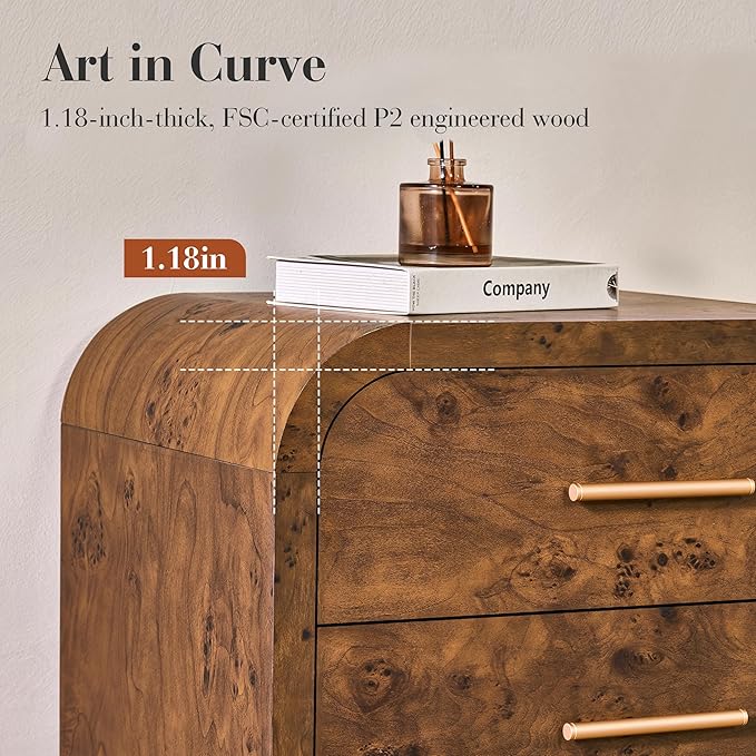 Curved 9-Drawer Dresser for Bedroom, Vanity Desk TV Stand for Living Room - Image 6