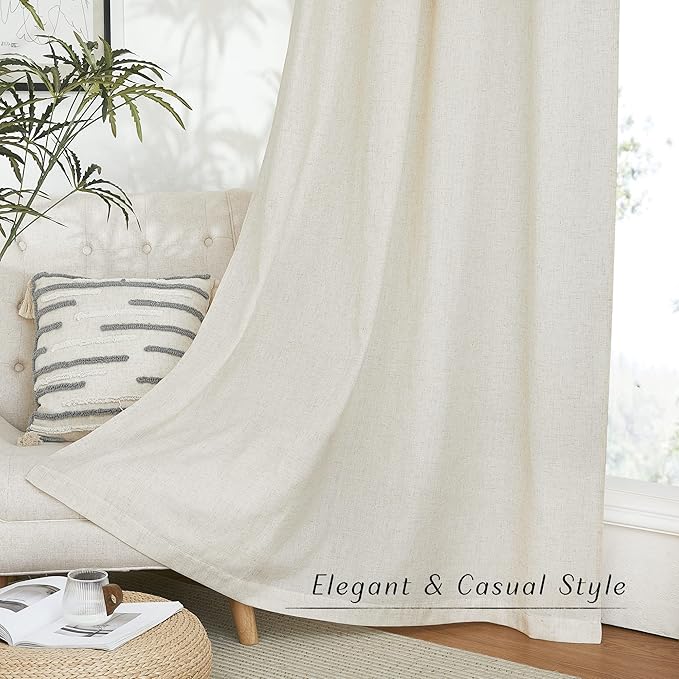 NICETOWN Rustic Linen 144 inch Long Curtains - Image 6