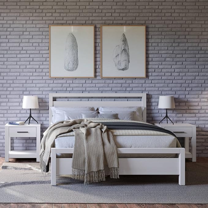 Grain Wood Furniture Loft Full Size Solid Wood Bed, Brushed White by GrainWoodFurniture