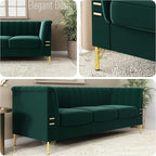 83.46" W Green Velvet Sofa Couch - Image 6
