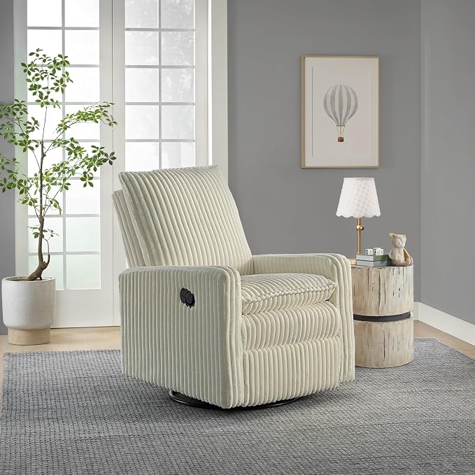 Oxford Baby Uptown Upholstered Glider Recliner Rocking Chair 360° Swivel - Image 2