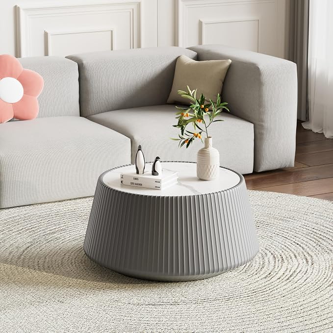 26.77" Marble Coffee Table, Modern Cup Shaped Coffee Table - Image 3