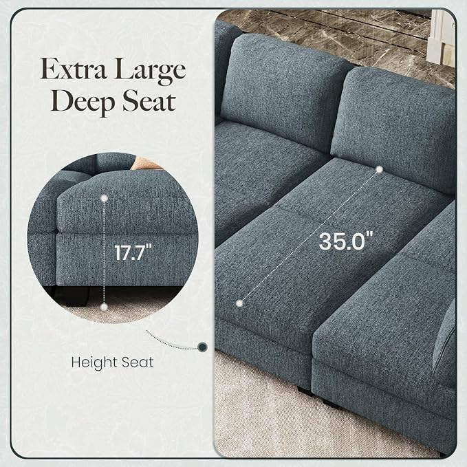 Belffin 111" Cloud Sectional Sleeper Sofa - Image 6