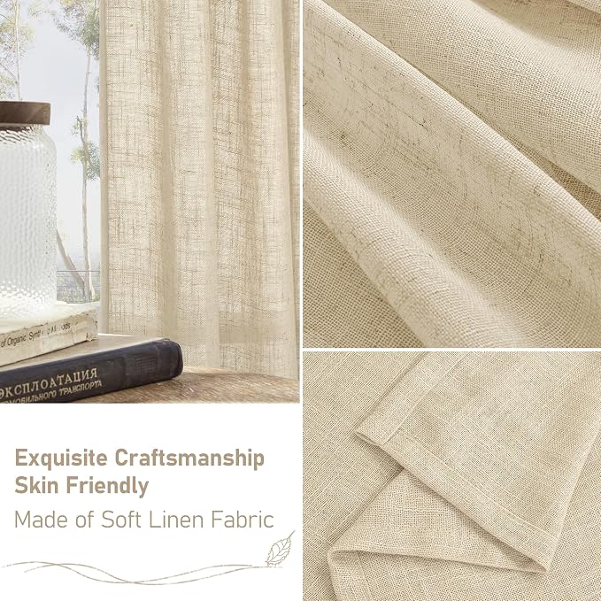 Semi Sheer Linen Curtains 68 Inch Length - Image 6