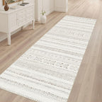 cotiled Hallway 2.6x8 Runner Rugs Washable Boho Rug Brown/Cream | Stain - Image 7
