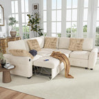 Hanherry Sectional Couch with Pull Out Sofa Bed, Chenille Sleeper Sofa with 2 by Hanherry