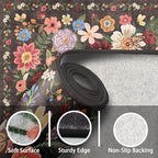 Black Brown Floral Hallway Runner Rug 2x8 - Image 5