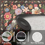Black Brown Floral Hallway Runner Rug 2x6 - Image 7