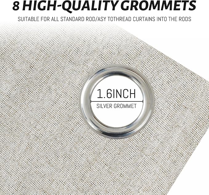 Yakamok Oatmeal Linen Textured Curtains 84 Inches Long - Image 4