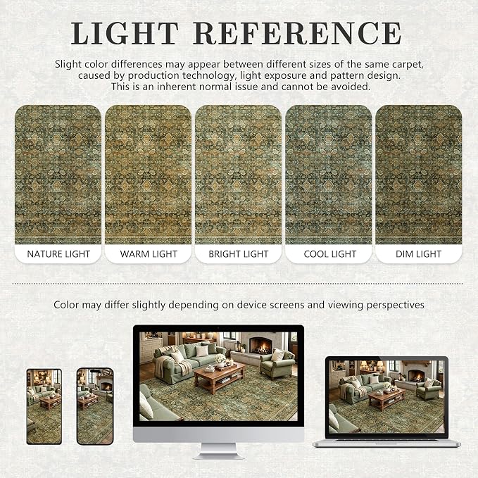 6x9 Area Rugs - Washable Vintage Retro Living Room Rug, Soft Ultra Thin Non - Image 8