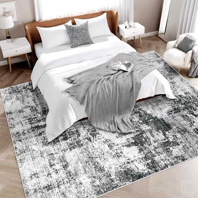 5x7 Area Rugs Washable Rug: Abstract Neutral Rugs Modern Non Slip Area Rug - Image 3
