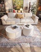 White Marble Round Coffee Table, 29.52" Fluted Coffee Table - Image 5