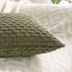 Set of 4 Olive Green Decorative Throw Pillow Covers 18x18 Inch Corduroy Pillow - Image 7
