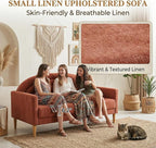 63" Small Loveseat Sofa for Small Spaces, Mid Century Modern Sofa, Linen - Image 4