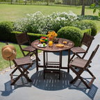 Devoko 5 PCS Patio Furniture, Patio Dining Set Acacia Wood Outdoor Table and - Image 2