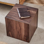 16'' Cube Coffee Table with Wood Grain Pattern, Square No Assembly End Table - Image 3