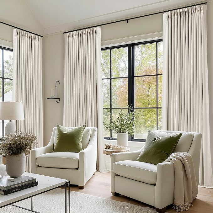 100% Blackout Linen 126 Inch Curtains 2 Panel Set - Image 8
