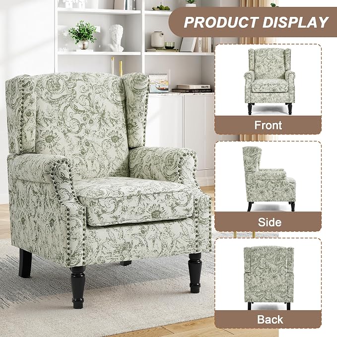 Pia Ricco High Back Floral Accent Chair - Image 3