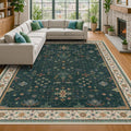 Dark Green Vintage 7x10 Washable Rugs by HazoHaus