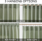 Sheer Light Sage Linen Curtains 102 Inches Long Rod Pocket Back Tab Drapes 2 - Image 2