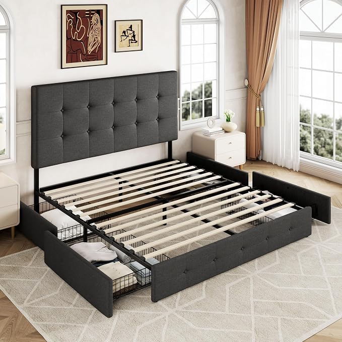 Allewie Upholstered Queen Size Platform Bed Frame - Image 8