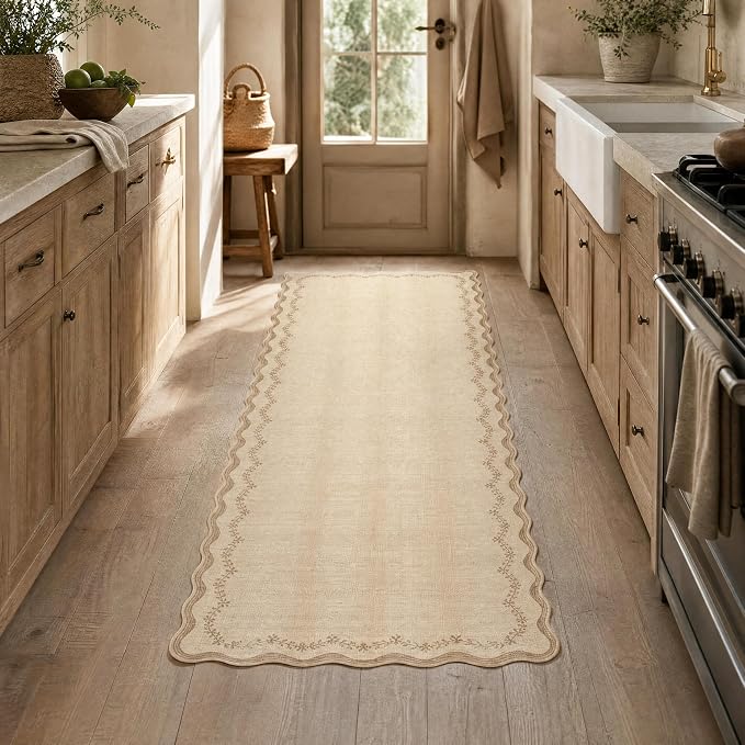 GarveeHome 2.5x10 Scalloped Washable Runner Rug Long Hallway Kitchen Rug | Soft - Image 3