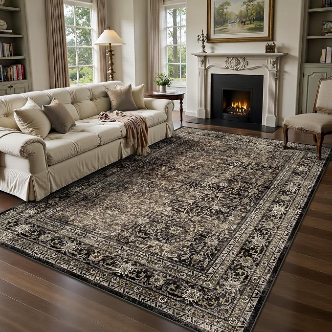 5x7 Area Rugs - Washable Vintage Retro Living Room Rug, Soft Ultra Thin Non by Yarooge