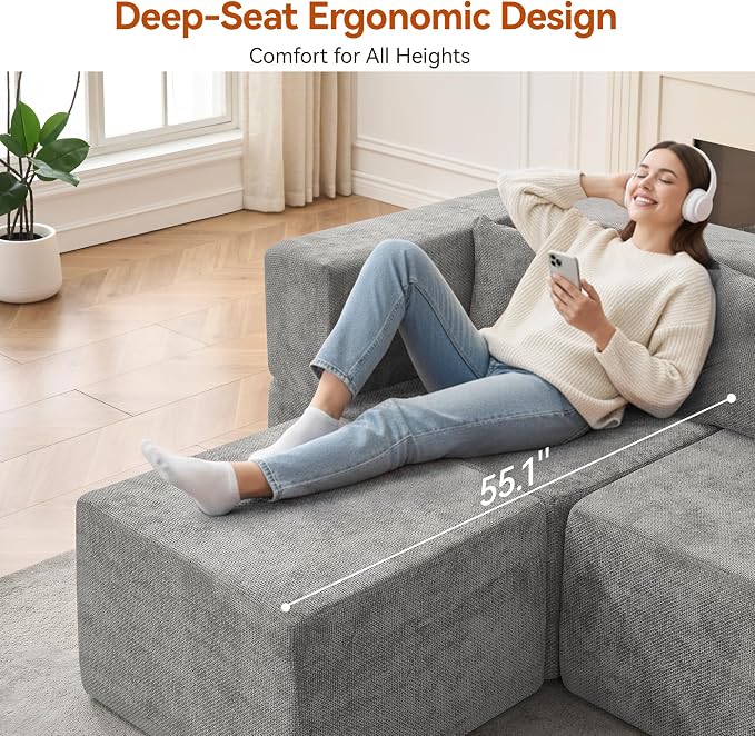 MONVANE Modular Sectional Sofa, Oversized 12 Seat Convertible U Shaped Couch - Image 5