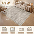 cotiled 6x9 Area Rugs for Living Room: Boho Washable Rug for Dining Room | - Image 2