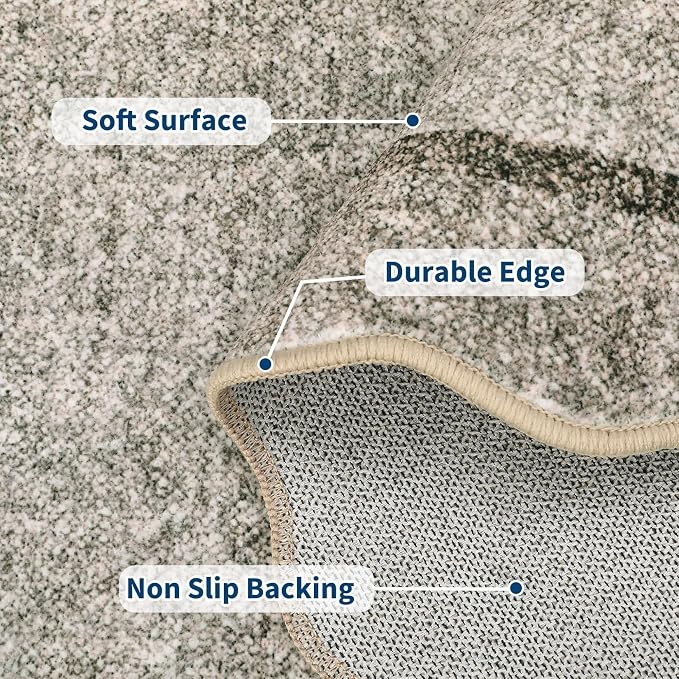 GarveeHome Scalloped Living Room Rug 5x7 Area Rug Washable Non Slip Brown | - Image 4
