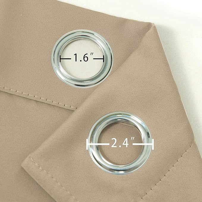 Beige Blackout Curtains 34 x 63 Inch Length/Set of 2 Curtain Panels/Thermal - Image 6