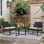 Greesum 3 Pieces Outdoor Furniture Set Patio Bistro Rocking Chairs - Image 4