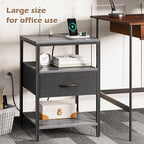 SUPERJARE Night Stand with Charger Station, 27.7 Inch Tall Nightstand with - Image 6