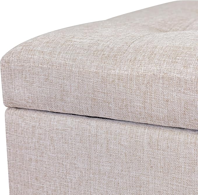 Adeco 18 Inch High Cube Ottoman Storage, Linen Chair Foot Stools, Upholstered - Image 6