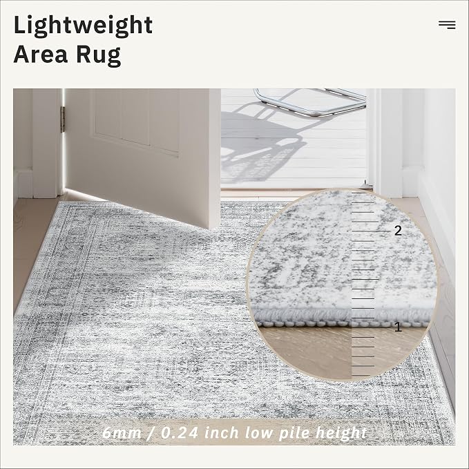 Soalmost Runner Rug 2x6 Washable Kitchen Hallway Runners Non-Slip Grey | Soft - Image 7