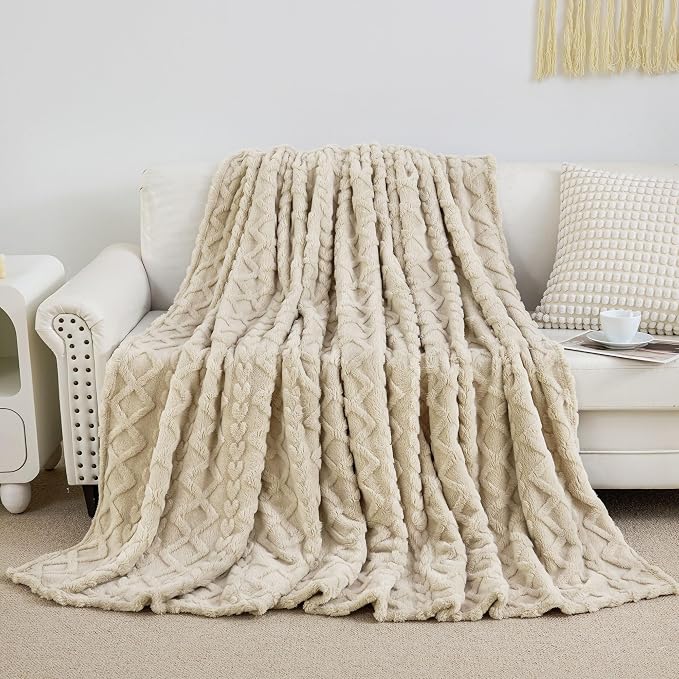 Aganear Fleece Throw Blanket for Couch Sofa 60"x80" Khaki | Lightweight Fuzzy - Image 2